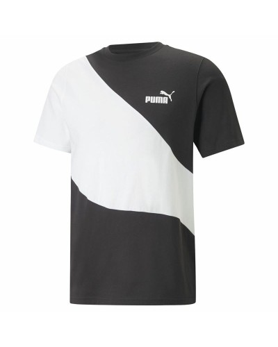 Puma Powert Camiseta Hombre: Blanco/Negro, Manga Corta - Sport & Casual
