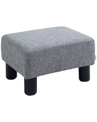 Upholstered Linen Look Fabric Footstool Pouf, 40x30x24cm, Grey