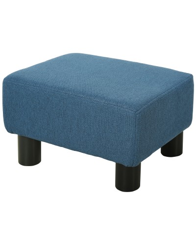 Upholstered Rectangular Footstool Pouf in Polyester and Plastic, 40x30x24 cm, Dark Blue