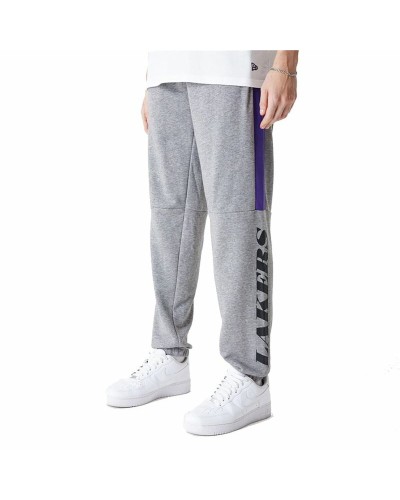 New Era NBA LA Lakers Grey Men's Pants - Fleece Cotton, Embroidered Logo
