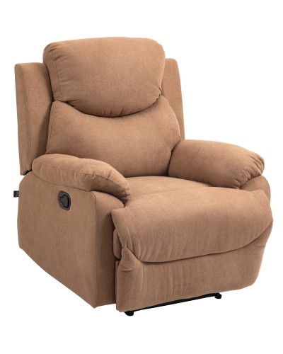  Poltrona Relax Manuale Reclinabile a 150° con Poggiapiedi in Tessuto, 93x88x102cm, Marrone Scuro