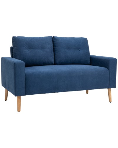  Divano 2 Posti Moderno e Trapuntato in Stile Nordico, in Poliestere e Legno, 145x76x88 cm, Blu