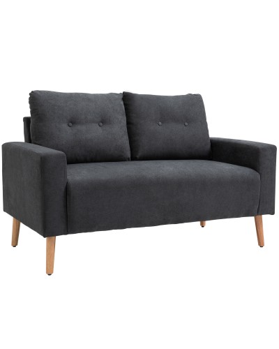 Modern Nordic Style 2 Seater Sofa with Quilted Backrest in Fabric, 145x76x88 cm, Grey