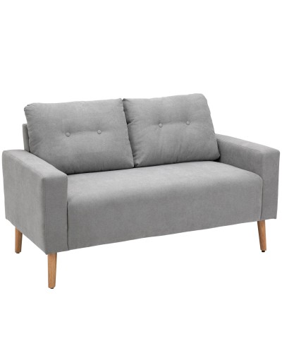  Divano 2 Posti Moderno in Stile Nordico con Schienale Trapuntato, in Poliestere e Legno, 145x76x88 cm, Grigio chiaro