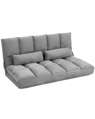  Divano da Terra Pieghevole a Lettino, Schienale Reclinabile su 7 Livelli e Cuscini, Divano Moderno per TV, Giochi, Lettura, Yog