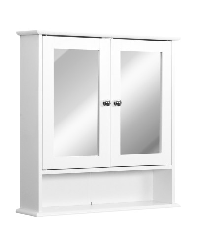 MDF Wall Mounted Mirrored Cabinet Bathroom Kitchen Unit 56 x 13 x 58cm White