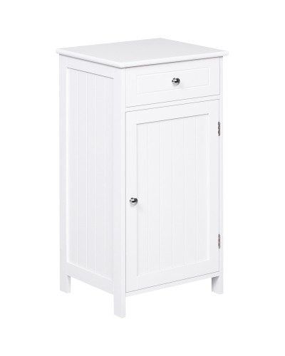 2-Drawer Cabinet, Anti-Tip Bathroom MDF Storage Unit, 43x34x77 cm, White