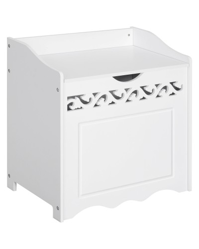  Mobiletto da Bagno in Legno MDF, Mobile Portaoggetti per Camera da Letto, Soggiorno, 55L x 34P x 58A cm, Bianco