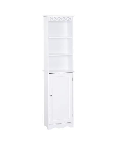 3-Tier Adjustable Tower Bathroom Cabinet with Lower Cupboard, White MDF 40x2