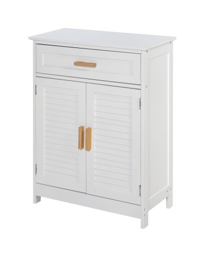 Waterproof White MDF Bathroom or Bedroom Cabinet with Drawer and Cupboard, 59 x 29 x 80cm
