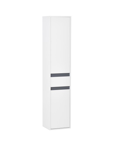  Colonna Bagno a 2 Armadietti con Ripiano Regolabile e Cassetto, in Truciolato, 35x31x172 cm, Bianco