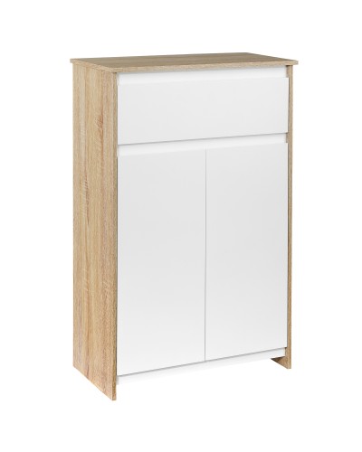 Multipurpose Bathroom Cabinet, Vanity Unit with Cupboard and Drawer, Space Saving, Wood and White Color 60x30x90cm