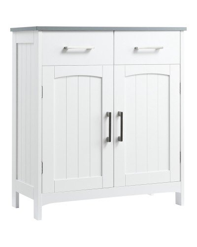 Bathroom Cabinet with 2 Doors, 2 Drawers, and Adjustable Shelf, MDF, 68x33x76cm