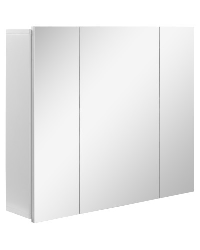 Bathroom Cabinet with 3 Mirrored Doors and Adjustable Shelves, 70x15x60cm, White