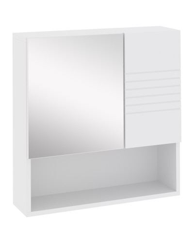  Armadietto Specchiera Bagno, Mobiletto Bagno Pensile con Fissaggio a Muro, 54x15x55cm, Bianco