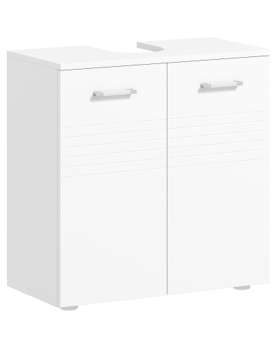 Bathroom Under Sink Cabinet, 2 Door Space Saving Wooden Vanity Unit with Adjustable Shelf, White