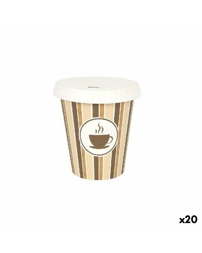 Glazenset Algon Met deksel Wegwerp Koffie Karton 6 Onderdelen 250 ml (20 Stuks)