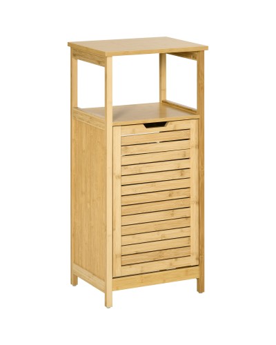 Bathroom Cabinet with Laundry and Toy Basket, MDF and Bamboo, 40x30x86.5cm