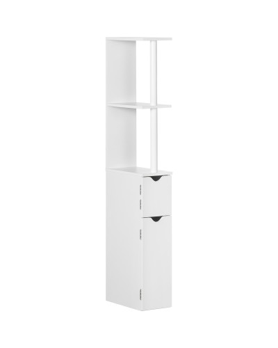 Bathroom Column with 2 Shelves and 2 Cabinets, Tall Space-Saving Unit 15.2x29.8x118 cm, White