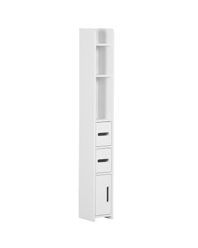 Bathroom Column with Shelves and Cabinets, Tall Space-Saving Wooden Unit 15x17x120cm, White