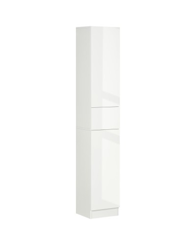 Bathroom Column with Drawer and 2 Cabinets Glossy White, 30x28x170cm