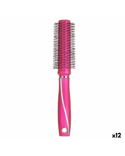 Brosse Ronde Fuchsia : Lot de 12pcs Silicone & Plastique - Coiffure
