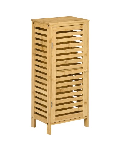 Bamboo Bathroom Cabinet with Adjustable Inner Shelf, 30x19.9x70 cm, Wood Color