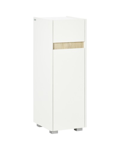 Bathroom Cabinet with Drawer and Adjustable Shelf Wood Storage Unit 30x33x88cm, White