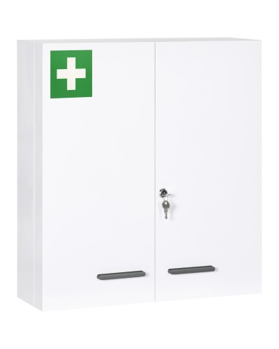 6-Shelf Locking Medicine Cabinet with 2 Keys, Steel, 55x18x60 cm, White