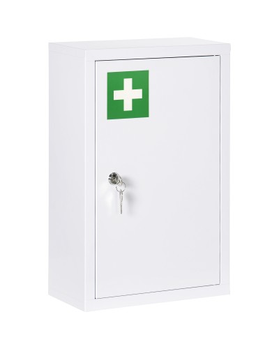  Armadietto Medicinali a 3 Ripiani in Acciaio Inox con 2 Chiavi e Montaggio a Parete, 30x14x46 cm, Bianco