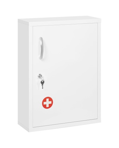 3-Shelf Locking Medicine Cabinet with 2 Keys, Steel, 40x15x53.5 cm, White