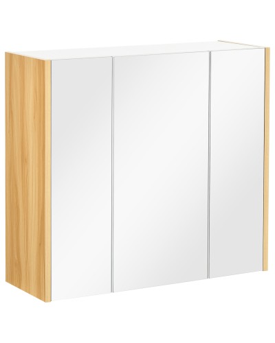 3-Door Mirrored Bathroom Cabinet with Adjustable Shelves, 68x22x60cm, White
