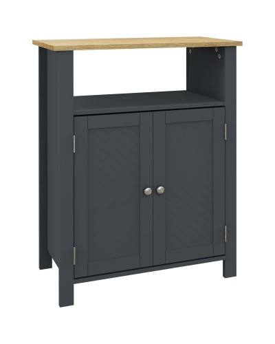 3-Tier Bathroom Cabinet MDF and Chipboard with Adjustable Inner Shelf, 60x30x80.5 cm