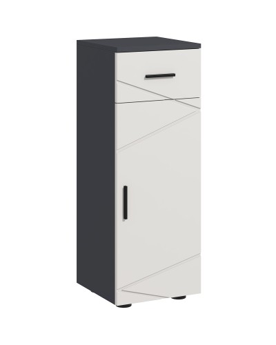 Chipboard Bathroom Cabinet with Drawer and 2-Tier Adjustable Shelf, 30x30x82 cm, Grey