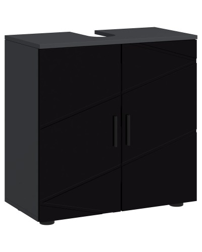 Wooden Bathroom Under Sink Cabinet with 2 Doors, 60x30x60cm, Black