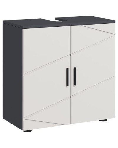 Wooden Bathroom Under Sink Cabinet with 2 Doors, 60x30x60cm, Grey