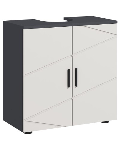  Mobile Sottolavabo Bagno per Piedistallo con Armadietto 2 Ante, 60x30x60cm, Grigio