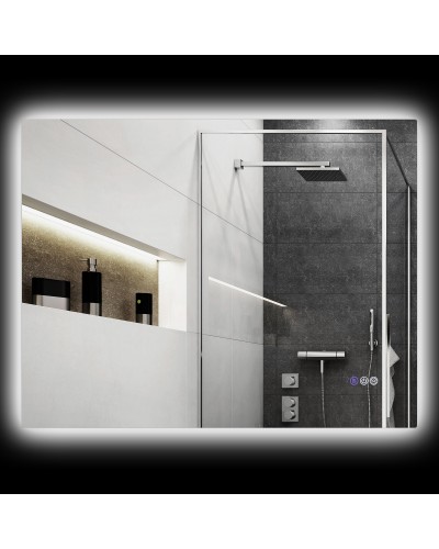 Anti-Fog Bathroom Mirror with Adjustable Brightness and Color, Glass and Aluminum Alloy, 80x60x4 cm