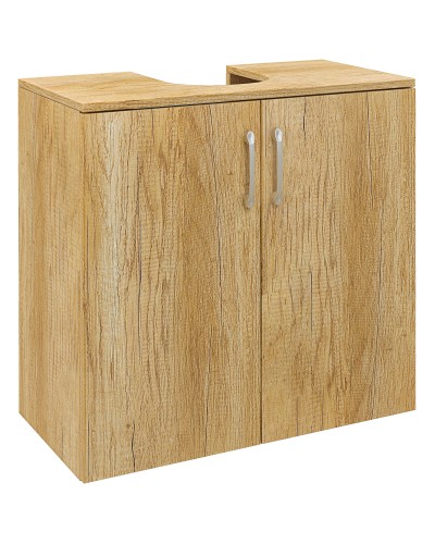 2-Door Floating Under Sink Bathroom Cabinet with 2 Wooden Shelves, Natural Color