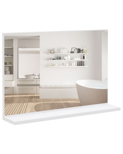Wall Mounted Bathroom Mirror with Shelf - Modern & Multipurpose Design, 60x12x40 cm, White