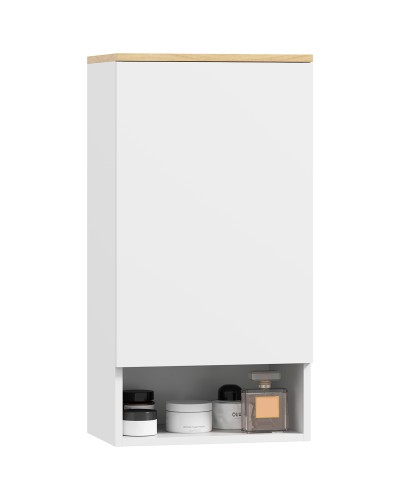  Armadietto Bagno a Muro con Mensole Regolabili e Ripiano Aperto in Legno e MDF,  40x27x77 cm, Bianco