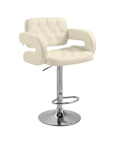 High Bar Stool with Backrest and Armrests, Modern Swivel Kitchen Stool with Adjustable Height and Footrest, in Fi