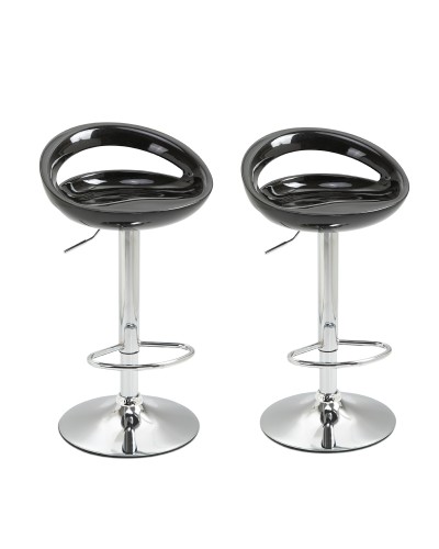 Set of 2 Swivel Bar Stools, Adjustable Height, with Backrest and Footrest, Steel Base, for Living Room