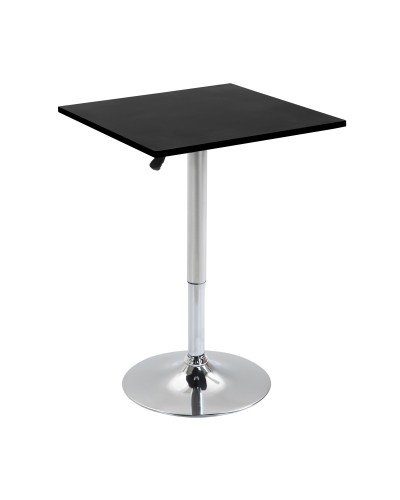 Adjustable Height Square Table, Metal and MDF, Bar Table, Kitchen, Living Room, Black, 60x60x69-93cm