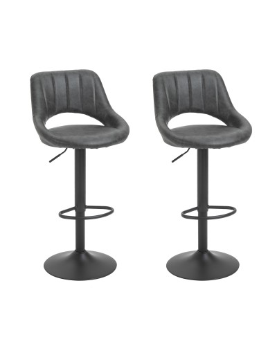 Set of 2 Swivel Bar Stools with Backrest and Footrest, Modern Adjustable Height Counter Stools, Metal Base Seating