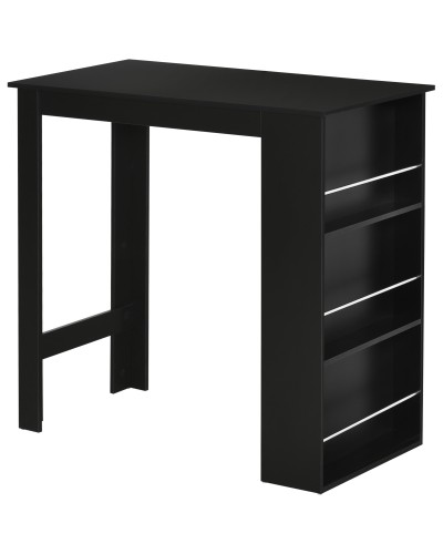 Kitchen Counter High Table with 3 Wooden Shelves, Kitchen Bar Table Modern Home and Bar Furniture, 112x57x106cm, Black
