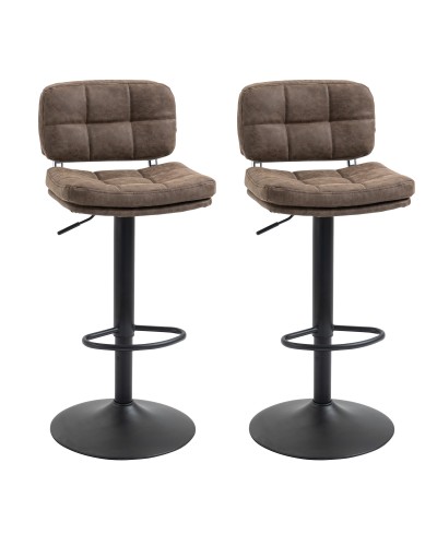 Modern Swivel Bar Stools Set of 2 with Backrest and Footrest, Adjustable Height Kitchen Counter Stools, Faux Leather Upholstery