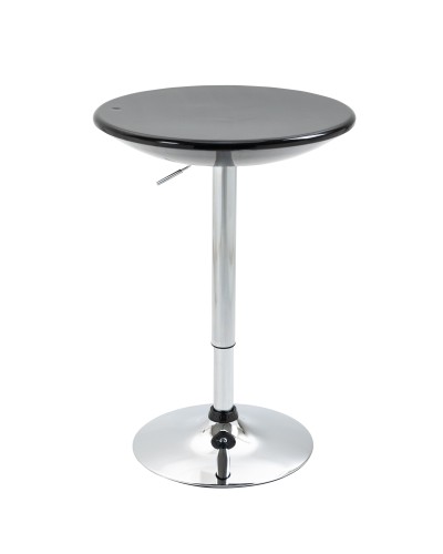 Round Bar Table with Swivel Top, Gas Lift Adjustable Height and Steel Base, Φ61x76-97cm, Black