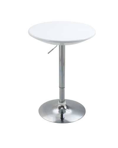 Round Bar Table with Swivel Top, Adjustable Height Gas Lift and Steel Base, Φ61x76-97cm, White