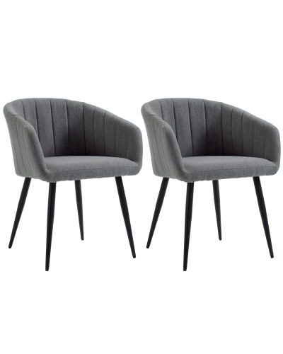  Set 2 Sedie Imbottite Moderne con Rivestimento in Tessuto per Soggiorno e Salotto, Grigio Scuro